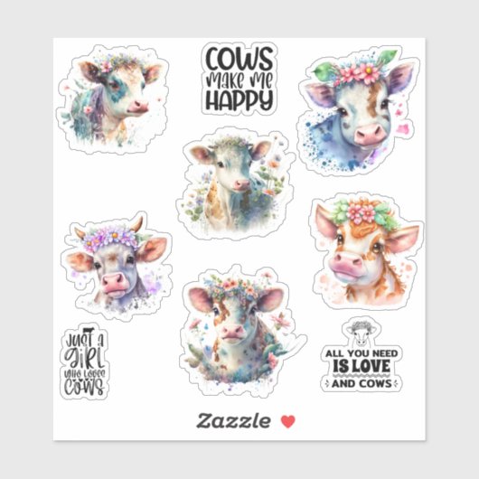 Sticker Juste une fille qui aime les vaches (Feuille)