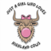 Sticker Juste une fille qui aime les vaches des Highlands (Devant)