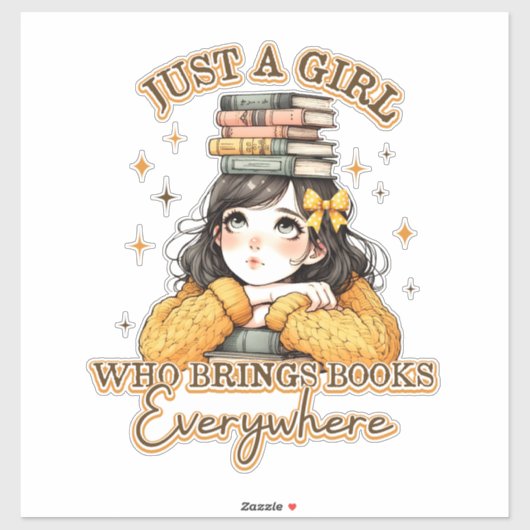 Sticker Juste une fille qui apporte des livres partout (Feuille)