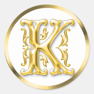 Sticker K rond initial en or