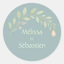 Sticker kaart-retour bruiloft, bloemencadeau