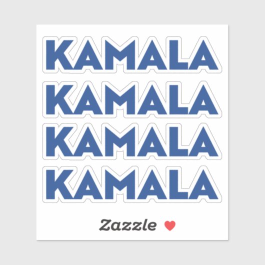 Sticker Kamala bleu moderne audacieuse typographie quatre  (Feuille)