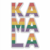 Sticker Kamala Harris 2024 Gay pride du drapeau arc-en-cie (Devant)