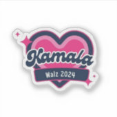 Sticker Kamala Harris Girly Pink Hearts Président (Devant)