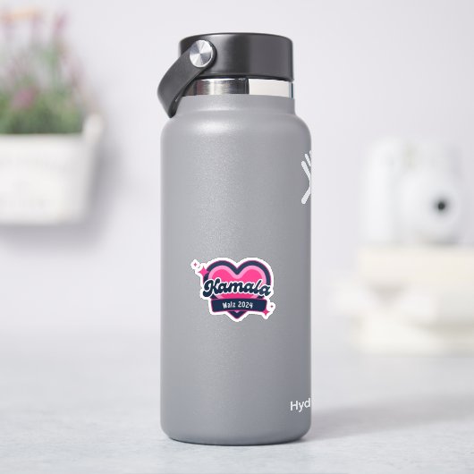 Sticker Kamala Harris Girly Pink Hearts Président (HydroFlask)