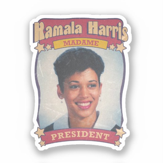 Sticker Kamala Harris Madame Président Retro Card (Recto)