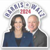Sticker Kamala Harris Tim Walz 2024 Président Vice Photos (Devant)