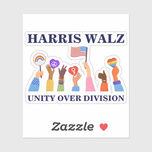Sticker Kamala Harris Tim Walz Unité de division (Feuille)