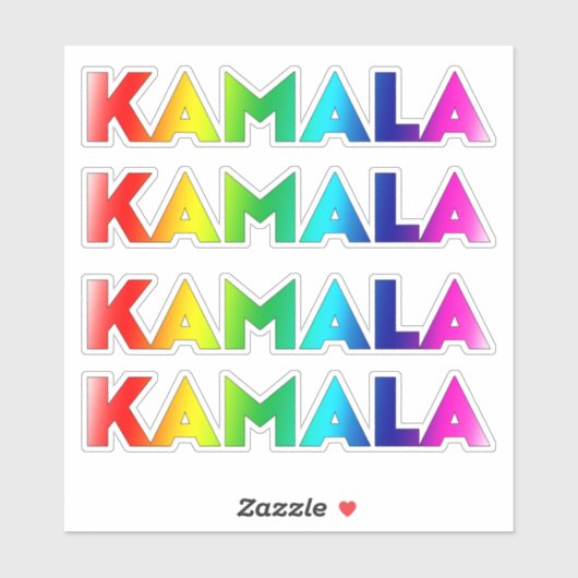 Sticker kamala rainbow gradient typographie lgbt pride (Feuille)