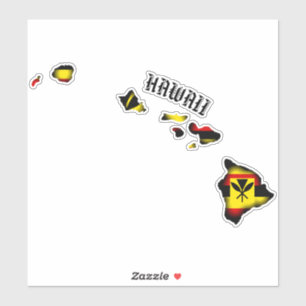 STICKER KANAKA MAOLI HAWAII ÎLES JAUNE NOIR ROUGE