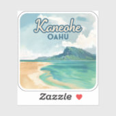 Sticker Kaneohe Sandbar Oahu Hawaii Retro (Feuille)