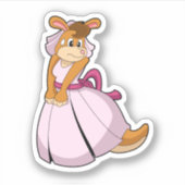 Sticker Kangaroo comme mariée avec robe Mariage (Devant)