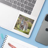 Sticker Kangaroo et Joey (Ordinateur portable avec iPhone)