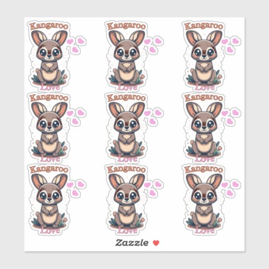 Sticker Kangaroo love ! (Feuille)