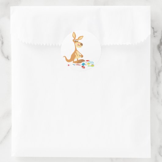 Sticker Kangaroo Rummaging Carton mignon (Sac)