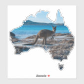 Sticker Kangaroo sur la plage Lucky Bay Australie (Feuille)