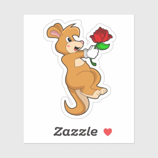 Sticker Kangaroo with Flower (Feuille)