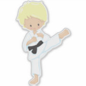 Sticker Karate Boy, Joli Garçon, Cheveux Blond, Ceinture N (Devant)