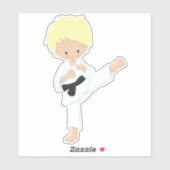 Sticker Karate Boy, Joli Garçon, Cheveux Blond, Ceinture N (Feuille)