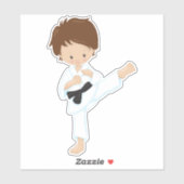 Sticker Karate Boy, Joli Garçon, Cheveux Brown, Ceinture n (Feuille)