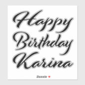 Sticker Karina Prénom Anniversaire de la Broderie noire (Feuille)