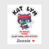 Sticker Kat Lym In Ninja Mode Black Cat (Feuille)