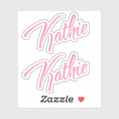 Sticker Kathie nom rose x2 Vinyl (Feuille)
