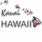 Sticker KAUAI - HAWAII ÎLES HI Drapeau NOIR (Devant)