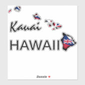 Sticker KAUAI - HAWAII ÎLES HI Drapeau NOIR (Feuille)
