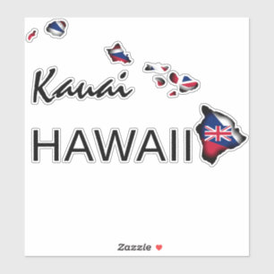 Sticker KAUAI - HAWAII ÎLES HI Drapeau NOIR