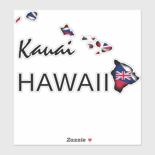 Sticker KAUAI - HAWAII ÎLES HI Drapeau NOIR (Feuille)