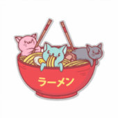 Sticker Kawaii Anime Chat Funny Adorable Ramen Japonais (Devant)