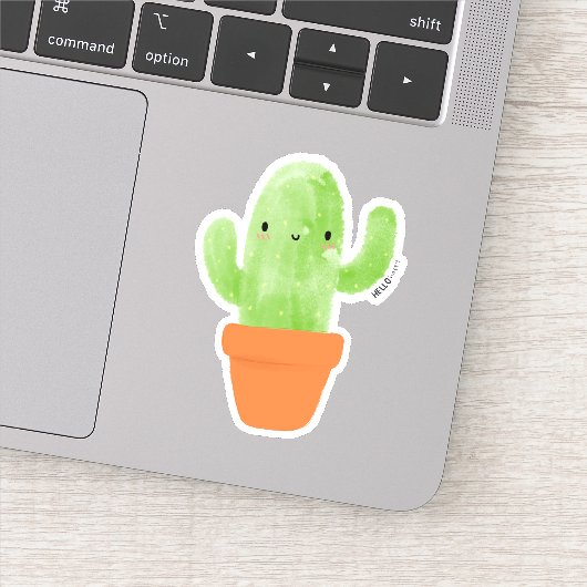 Sticker kawaii aquarelle potée cactus botanique (Détail)