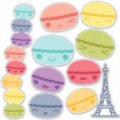 Sticker Kawaii Arc en ciel empilé Macarons (Devant)