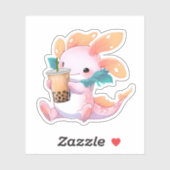 Sticker Kawaii Axolotl & Boba Tea (Feuille)