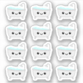 Sticker Kawaii Baignoire Spa Rappel de l'heure du bain Buj (Devant)