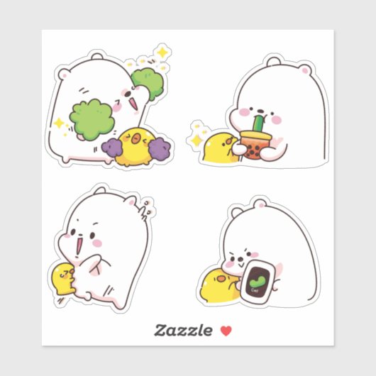 Sticker Kawaii Bears (Feuille)