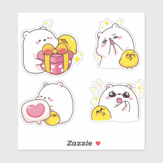 Sticker Kawaii Bears (Feuille)