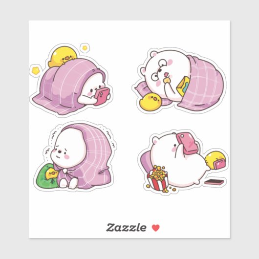 Sticker Kawaii Bears (Feuille)