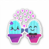 Sticker kawaii cactus amour (Devant)