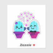 Sticker kawaii cactus amour (Feuille)