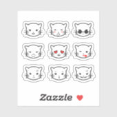 Sticker Kawaii Cat Emoji (Feuille)