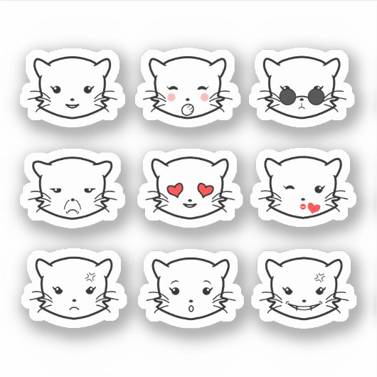 Sticker Kawaii Cat Emoji (Devant)