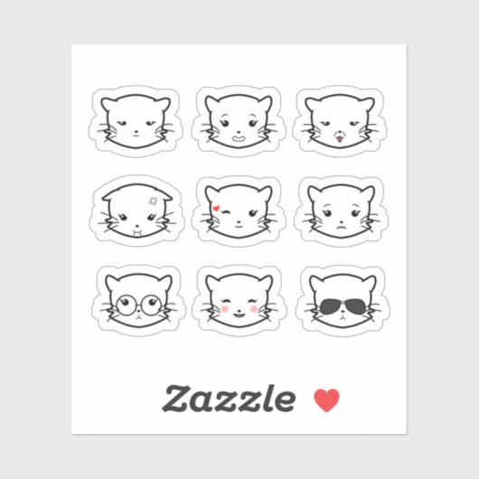 Sticker Kawaii Cat Emoji 2 (Feuille)