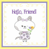 Sticker Kawaii Chat Winking Bonjour ami (Devant)