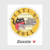 Sticker Kawaii Chats et Rock Music (Feuille)