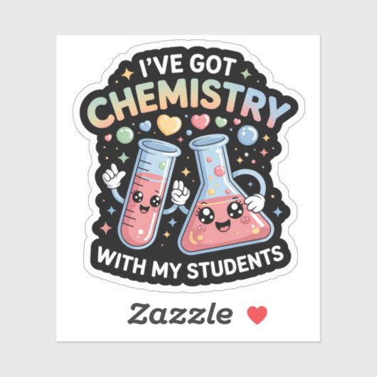 Sticker Kawaii Chemistry Teacher – Cute Beaker & Test Tube (Feuille)