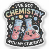 Sticker Kawaii Chemistry Teacher – Cute Beaker & Test Tube (Devant)