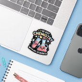 Sticker Kawaii Chemistry Teacher – Cute Beaker & Test Tube (Ordinateur portable avec iPhone)