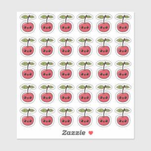 Sticker Kawaii Cherry - Fruit mignon avec visage souriant
